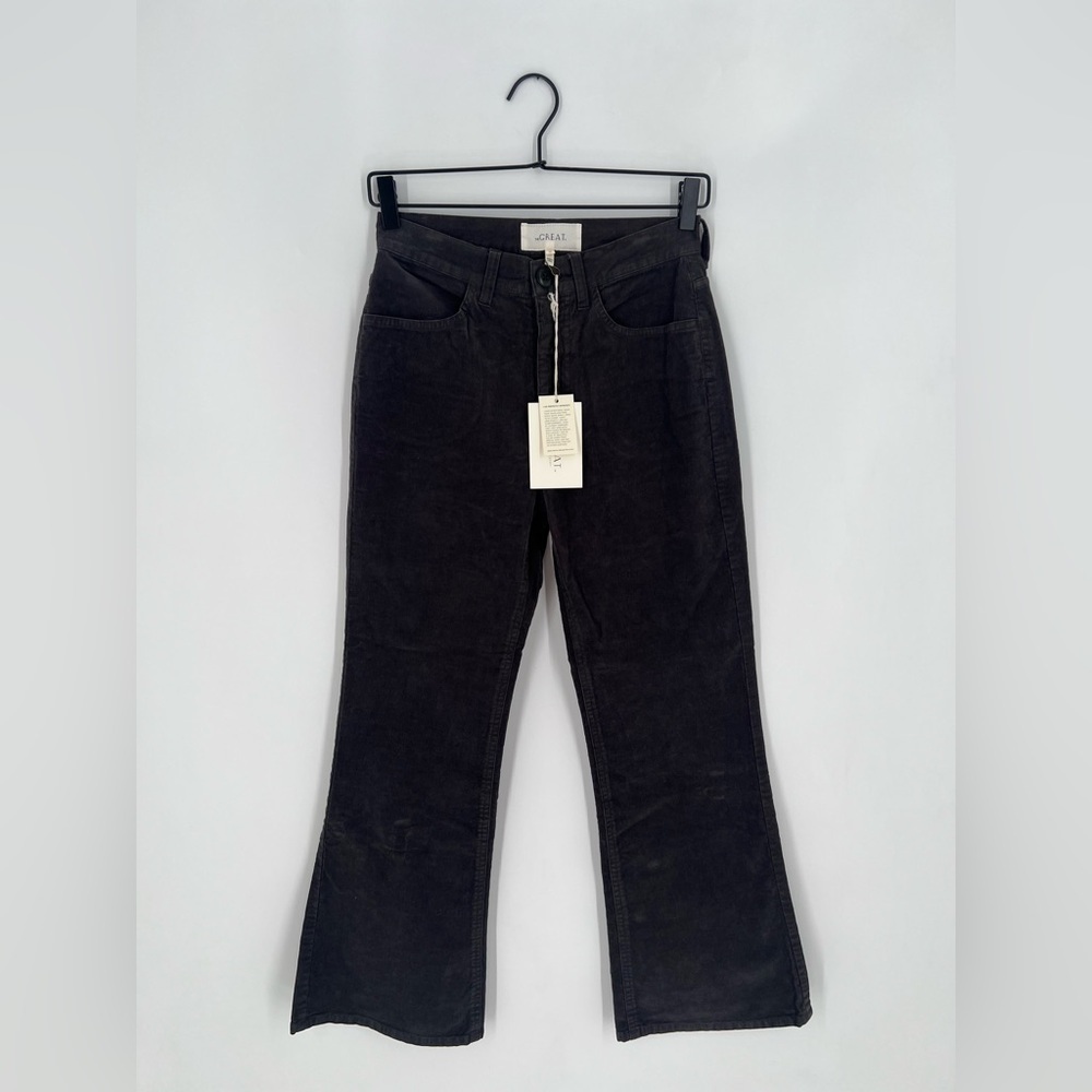 The Great The Kick Boot Flare Corduroy High Rise Pants In Slate
